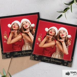 Christmas Photo Booth, Black Gold Xmas Photobooth Template in 5x5 1 Photo Template