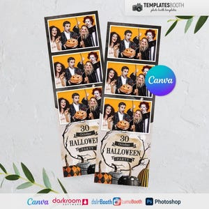 Halloween Photo booth, Halloween Party template, 3D Pumpkins Photobooth template 4x6 6 Photo, 2x6 3 Photo Template
