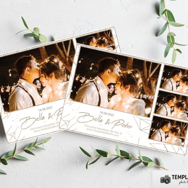 Wedding Photo booth template, Elegant Gold Photobooth template 6x4 4 Photo Template