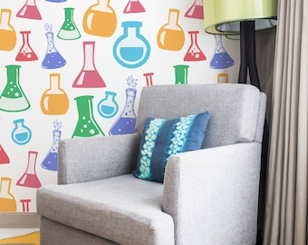 Chemistry Peel and Stick Wallpaper | Removable Wall Mural | Chemistry Accent Wall Decor | Self Adhesive Wallpaper