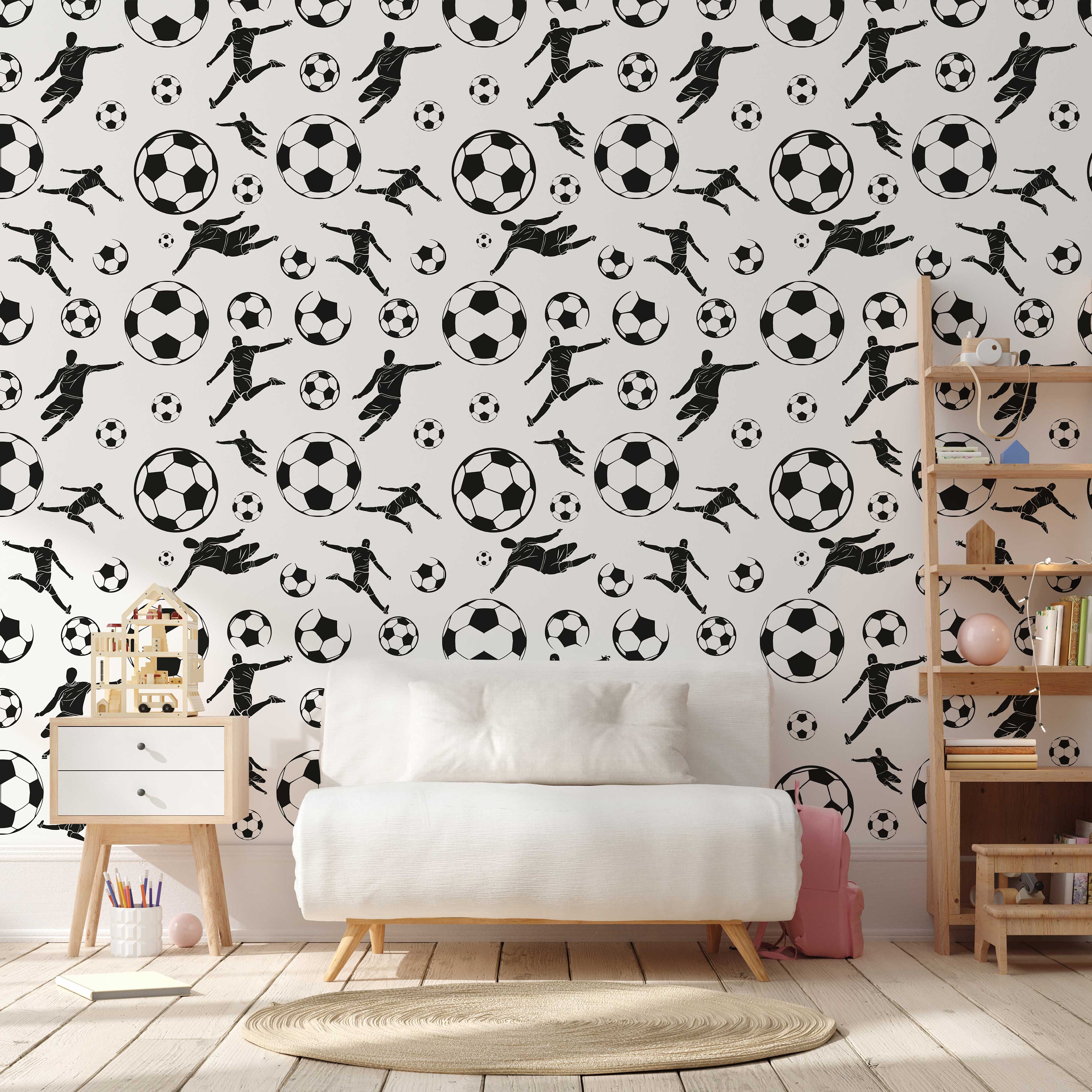Football Design Wallpaper for Kids room | Soccer Design Mural for Boys room | Sportive Themed Wallpaper