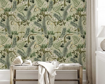 Banana Leaves Peel and Stick Wallpaper | Removable Wall Mural | Banana Leaves Accent Wall Decor | Self Adhesive Wallpaper