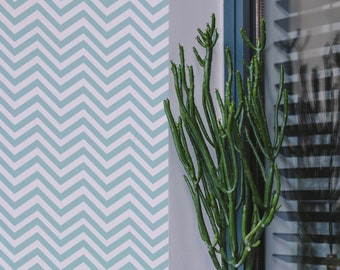 Papel pintado autoadhesivo con estampado de zigzag turquesa sin costuras / Mural de pared removible / Decoración de pared decorativa con estampado de zigzag turquesa sin costuras