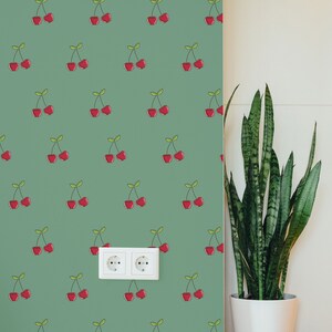 Cherries | Cherries Removable Wallpaper | Peel and Stick mural | Wall Decor #82