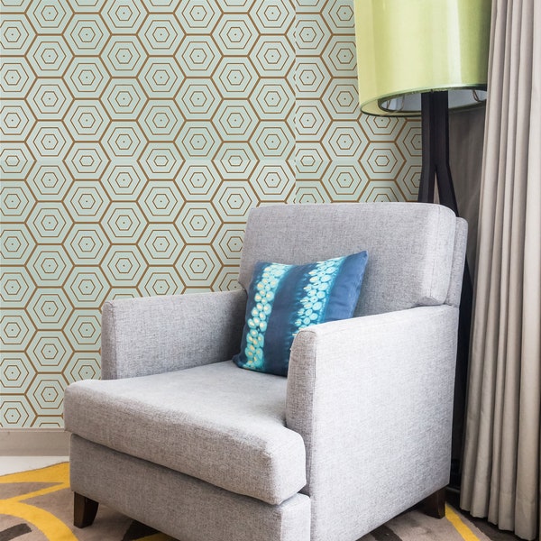 Hexagonal Line | Hexagonal Line Removable Wallpaper | Peel and Stick mural | Wall Decor #8