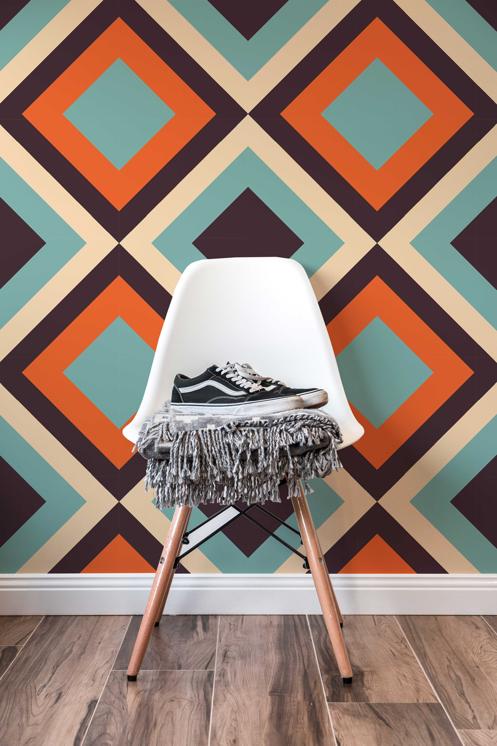 Geometric Diamond Removable Wallpaper | Peel and Stick Mural - Etsy