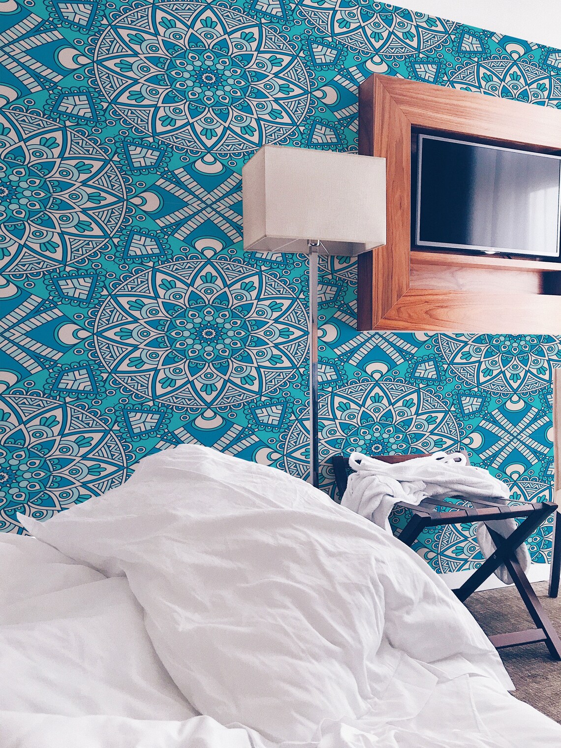 Aqua Ornamental Aqua Ornamental Removable Wallpaper Peel Etsy