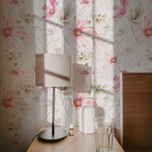 Akvarellblommor - Elegant självhäftande tapet i stil | Avtagbar väggmålning | Akvarellblommor - Elegant väggdekor i accentstil bild 10