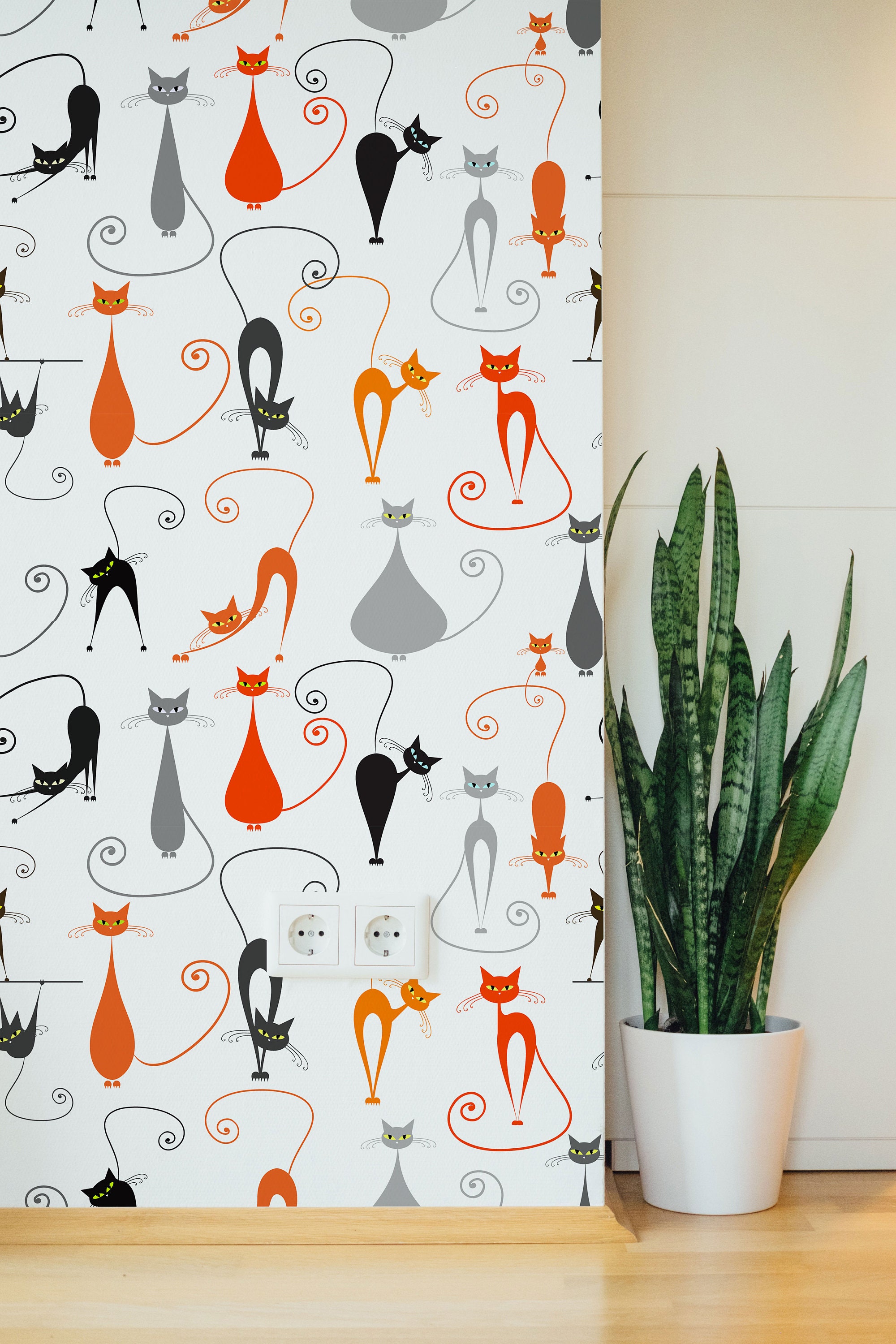 Cat Cat Removable Wallpaper Peel and Stick Mural Wall - Etsy UK