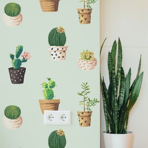 Cactus / Carta da parati rimovibile Cactus / Murale staccabile e attaccabile / Decorazione murale n. 32