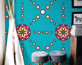Modern Mandala Peel and Stick Wallpaper | Removable Wall Mural | Modern Mandala Accent Wall Decor | Self Adhesive Wallpaper