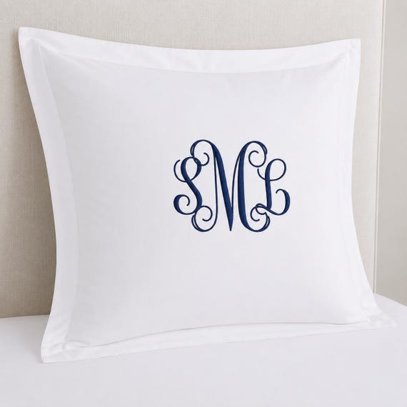 Personalized Euro Sham Cover | Custom Embroidered Monogram Pillow Sham | Luxury Decorative Bedding | Wedding Housewarming Gift