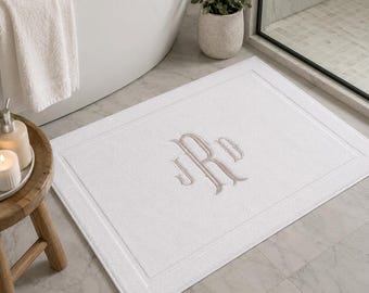 Alfombrilla de baño personalizada / Alfombra de baño con monograma bordado / Alfombra de baño a medida / Alfombrilla de baño de lujo con monograma / Regalo de inauguración de casa