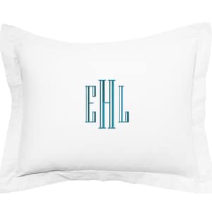 Embroidered-Monogrammed-Pillow Sham-Personalized Full-Queen-Kingmonogrammed,shams,duvet,pillows,embroidered linen