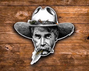 Sam Elliot Fly Fishing Sticker, Cowboy Fishing, Western Sticker, Western Art, Fishing, Streamer Fishing, Angler Gift, Yellowstone