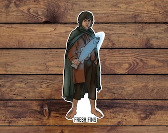 Frodo Fly Fishing Sticker, LOTR Sticker, Fellowship of the Ring, Fish Sticker, Fishing, Fly Fishing, Outdoors Sticker