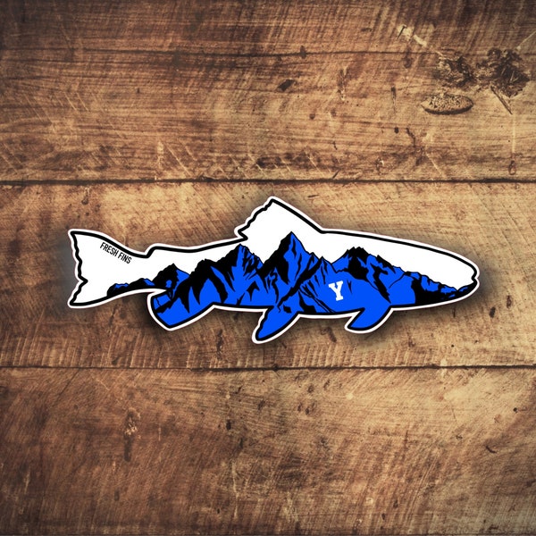 BYU Trout Sticker, BYU Cougars Stickers, Provo Mountains, Utah Art, Trout Art, Fishing Decal, Fly Fishing Sticker, Fishing Gift