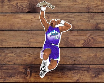 Karl Malone Fly Fishing Sticker | Fishing Sticker | Utah Jazz | Utah | Salt Lake City | Fish Decal | Basketball Sticker | NBA | Decal