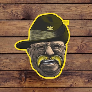 Teddy Roosevelt Fly Fishing Sticker | Fishing | Fly Fishing | National Parks Sticker | Western Sticker | Car Decal | Outdoors Decal