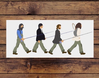 Pegatina de pesca con mosca de los Beatles / Pegatina de pesca / Pegatina de pesca con mosca / Los Beatles / John Lennon / Paul McCartney / Regalo de pesca /