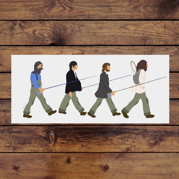 The Beatles Fly Fishing Sticker | Fishing Sticker | Fly Fishing Sticker | The Beatles | John Lennon | Paul McCartney | Fishing Gift |