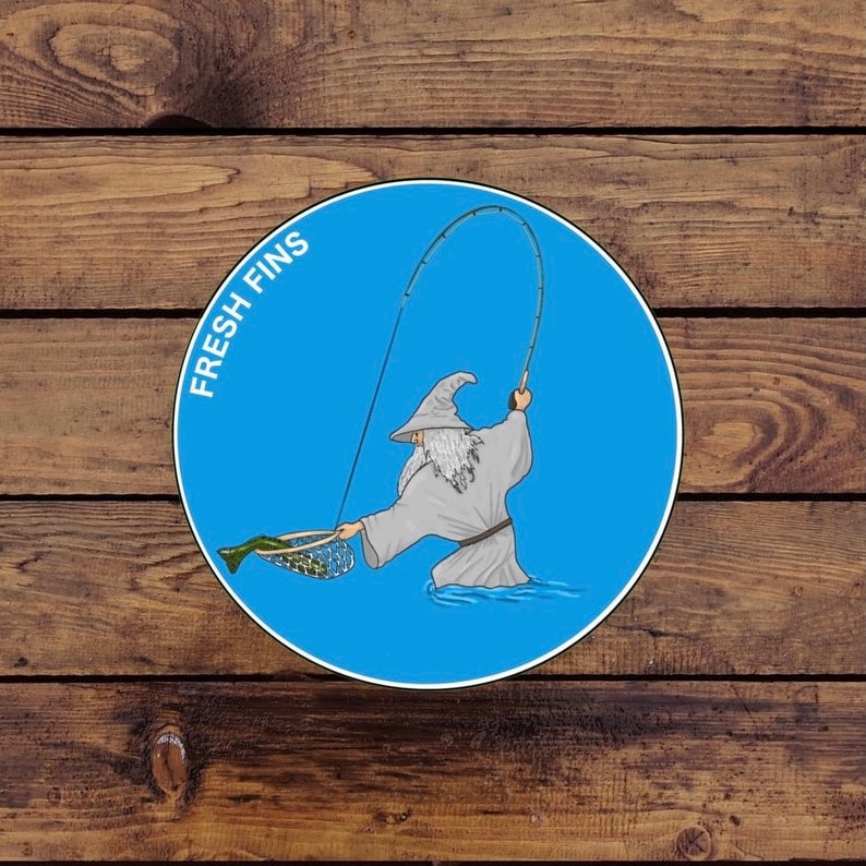 Gandalf Fly Fishing Sticker Fishing Hand Drawn Sticker Etsy