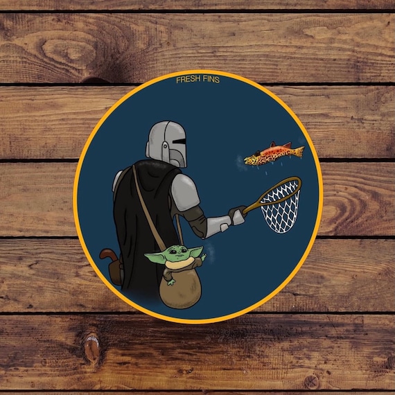 Mandolorian Fly Fishing Sticker | Fishing Sticker | Mando | Baby Yoda | Star  Wars | Fish Decal | Tiger Trout | Laptop Sticker - Etsy