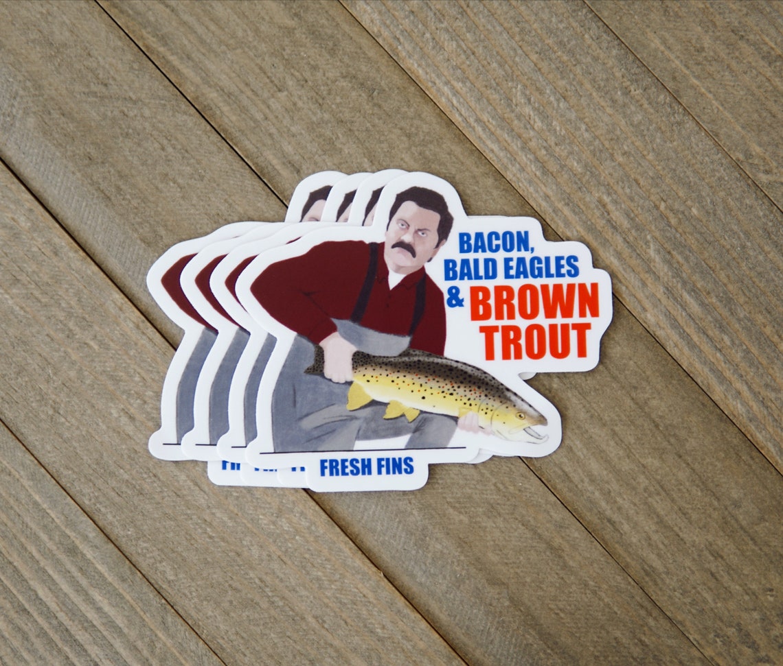 Ron Swanson Fly Fishing Sticker Fishing Sticker Fly | Etsy
