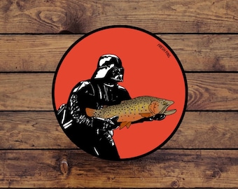 Pegatina de pesca con mosca de Darth Vader / Pegatinas de pesca / Pesca con mosca / Pegatinas de pesca con mosca / Pesca de Darth Vader / Pegatina de trucha / Star Wars /