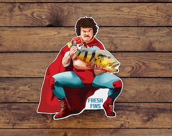 Nacho Libre Fly Fishing Sticker, Bass Decal, Parrot Bass, Warm Water Fly Fishing, Jack Black, Movie Sticker, Fishing Gift, Nacho