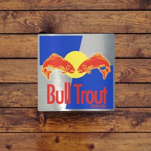 Red Bull Fly Fishing Sticker | Bull Trout Sticker | Fishing Sticker | Energy Drink Decal | Fly Fishing Accessories | Fishing Gift