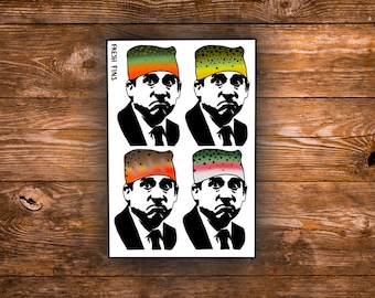 Michael Scott Fly Fishing Sticker, Prison Mike Art, The Office Sticker, Trout Decal, Fishing Gift, Fly Fishing, Fish Art