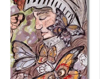 Lady Knight Butterfly Portrait Fantasy Art PRINT