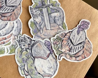 Medieval Cat Knight Sticker Set