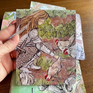 Lady Knight and Chickens Pocket Notebook BLANK 30pgs
