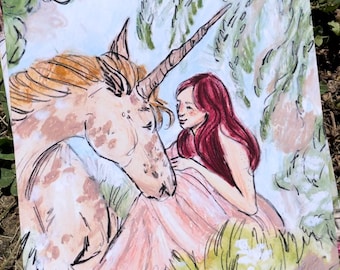 Impression d'art Licorne de conte de fées fantastique