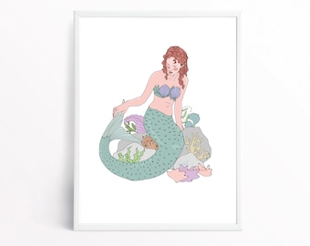 Mermaid Nursery Art Print DIGITAL DOWNLOAD