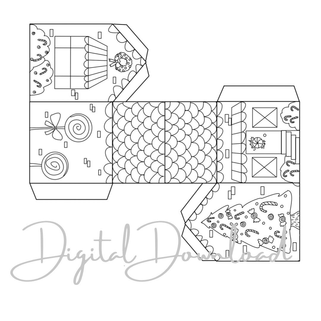 Christmas Village Coloring Page Houses - Etsy
