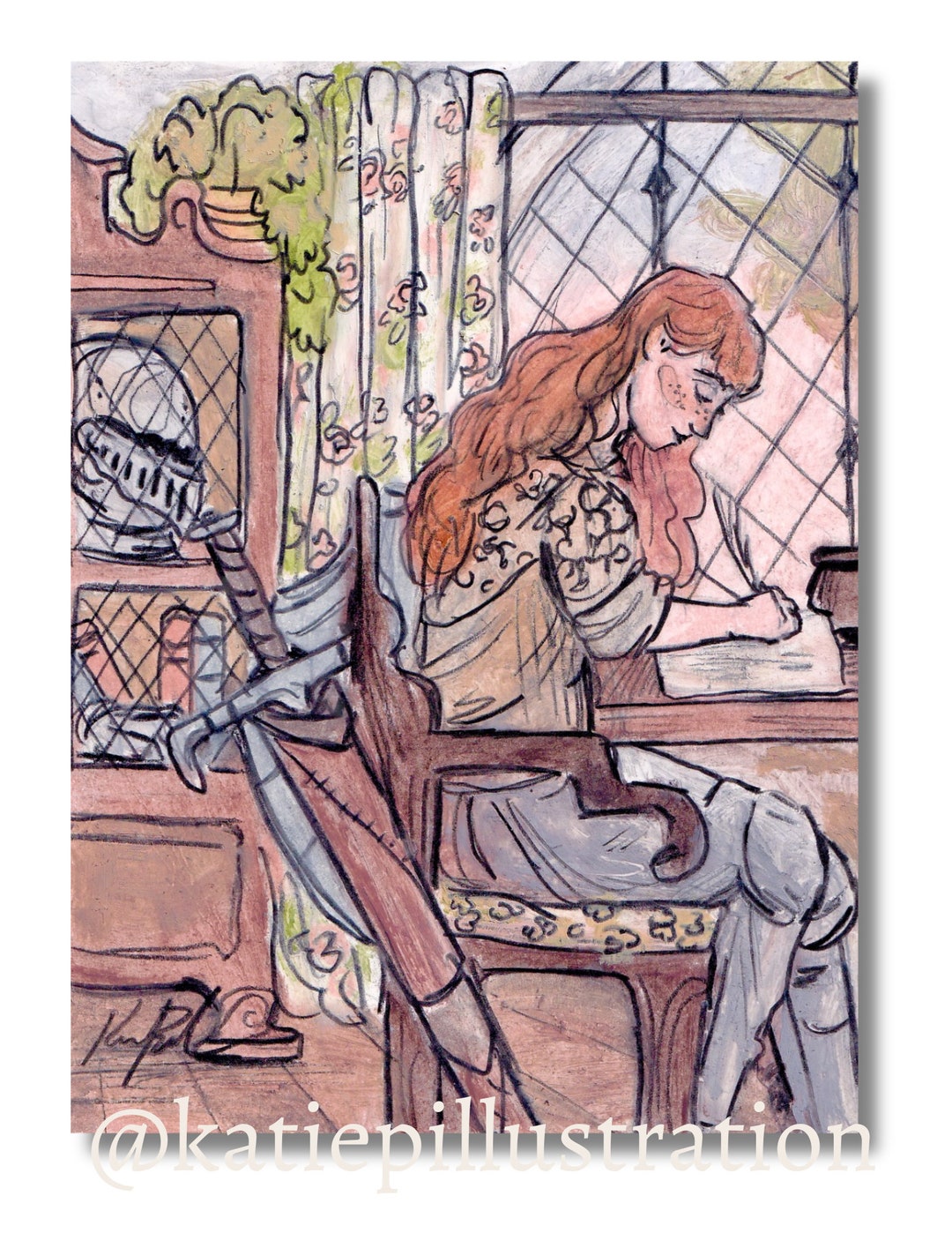 Lady Knight Writer Fantasy Art PRINT - Etsy