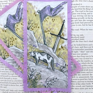 Cat and Sword Fabric Fantasy Bookmark