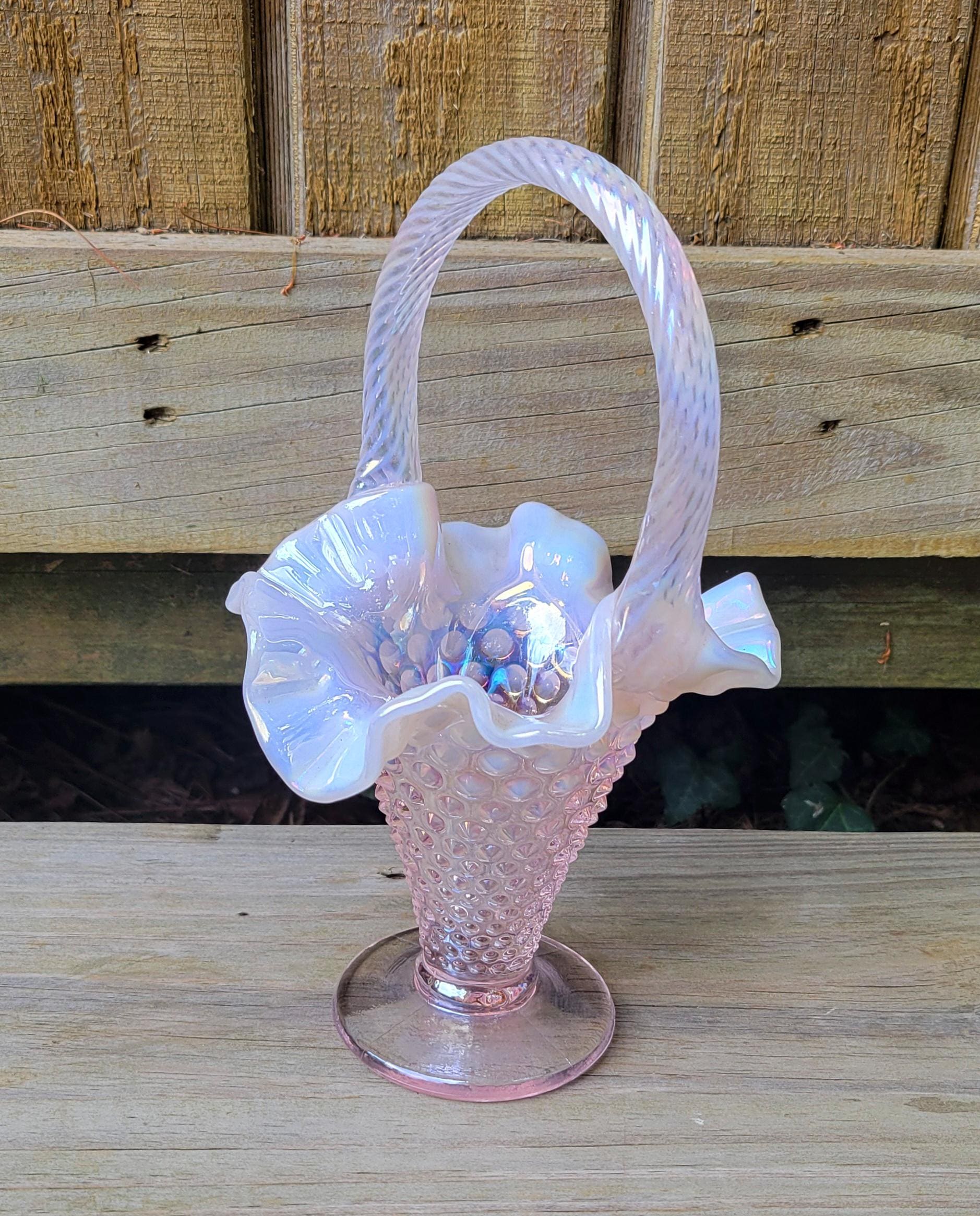 Pink Hobnail Fenton Basket - Etsy