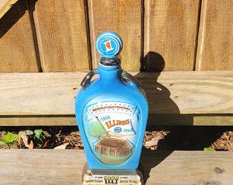 VINTAGE 1968 JAMES BEAM 1818 Illinois Shaped State Bottle