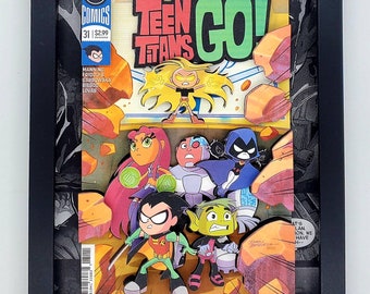 TEEN TITANS GO!ROBIN 8x10 3D SHADOWBOX DC COMICS TV SERIES COMIC BOOK ANIMATION!
