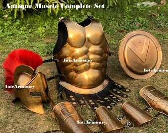 Muscle Armor Cuirass Suit of Armour Halloween Costume 300 Spartan Helmet / Shield / Arm & Leg Guard