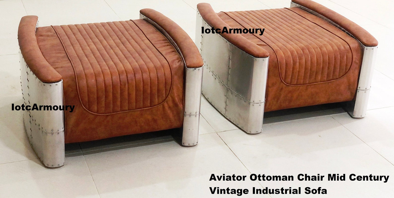 Aviator Ottoman & Footrest Aluminum Chair Mid Century Aviation Etsy