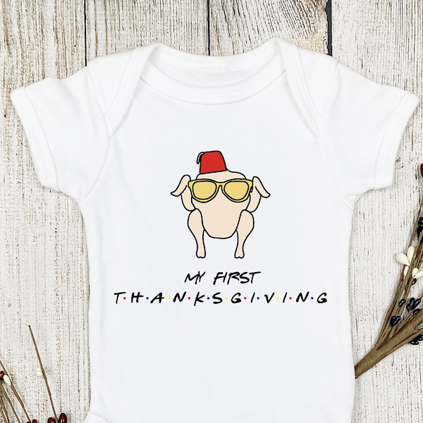 Friendsgiving Onesie® Friends Baby Onesie® Thanksgiving Onesie® My 1st Thanksgiving, Funny Baby Onesie®, Baby Shower Gift, Friends Fan Gift