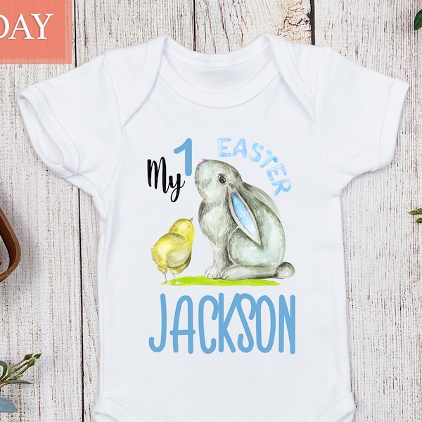 Easter Baby Boy Onesie® - My First Easter Onesie® - Cute Easter Bunny Baby Onesie® - First Easter Onesie®- Newborn Boy Onesie