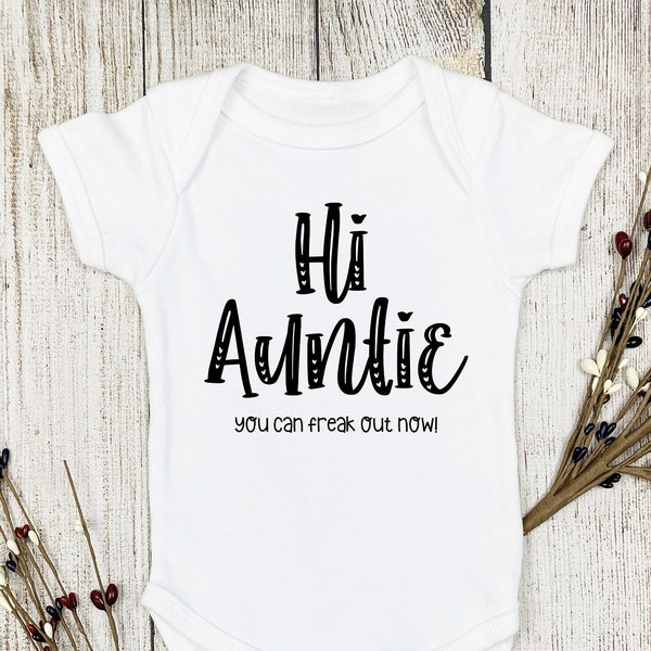 Pregnancy Reveal Onesie® Hi Auntie Onesie® Aunt to Be, Gift for Aunt, Aunties Bestie Onesie® Pregnancy Announcement Onesie® Baby Reveal