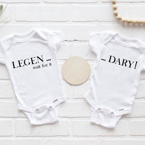 Twin Onesie®, Funny Twin Onesie®, Legendary, HIMYM Onesie® HIMYM, Twin Pregnancy Announcement, Baby Shower Gift (Includes both Onesie®)