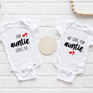 Twins Onesie®, Our Auntie Loves Us Onesie® Aunties Bestie Onesie® Funny Twins Onesie® We Love Our Auntie Onesie®(Includes both Onesie®)